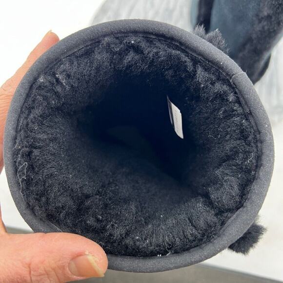 UGG Youth 4 Snow Boots Black Hadley 2 Waterproof Wool Mid Calf Tall 1106835K - Picture 10 of 14